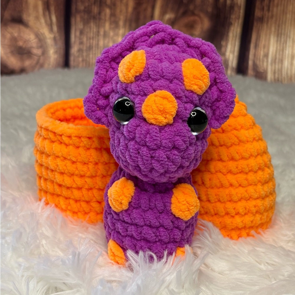 Handmade Crochet Dino with Egg 6”